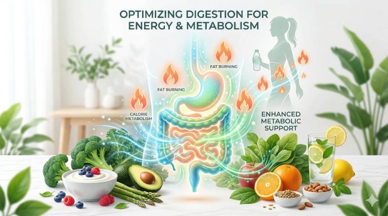 Gut health and metabolism illustration