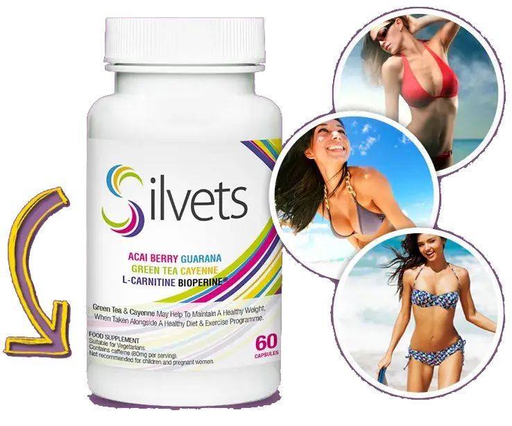Silvets natural weight loss supplement bottle — 60 tablets, NuviaLab